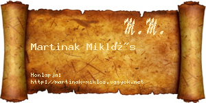 Martinak Miklós névjegykártya